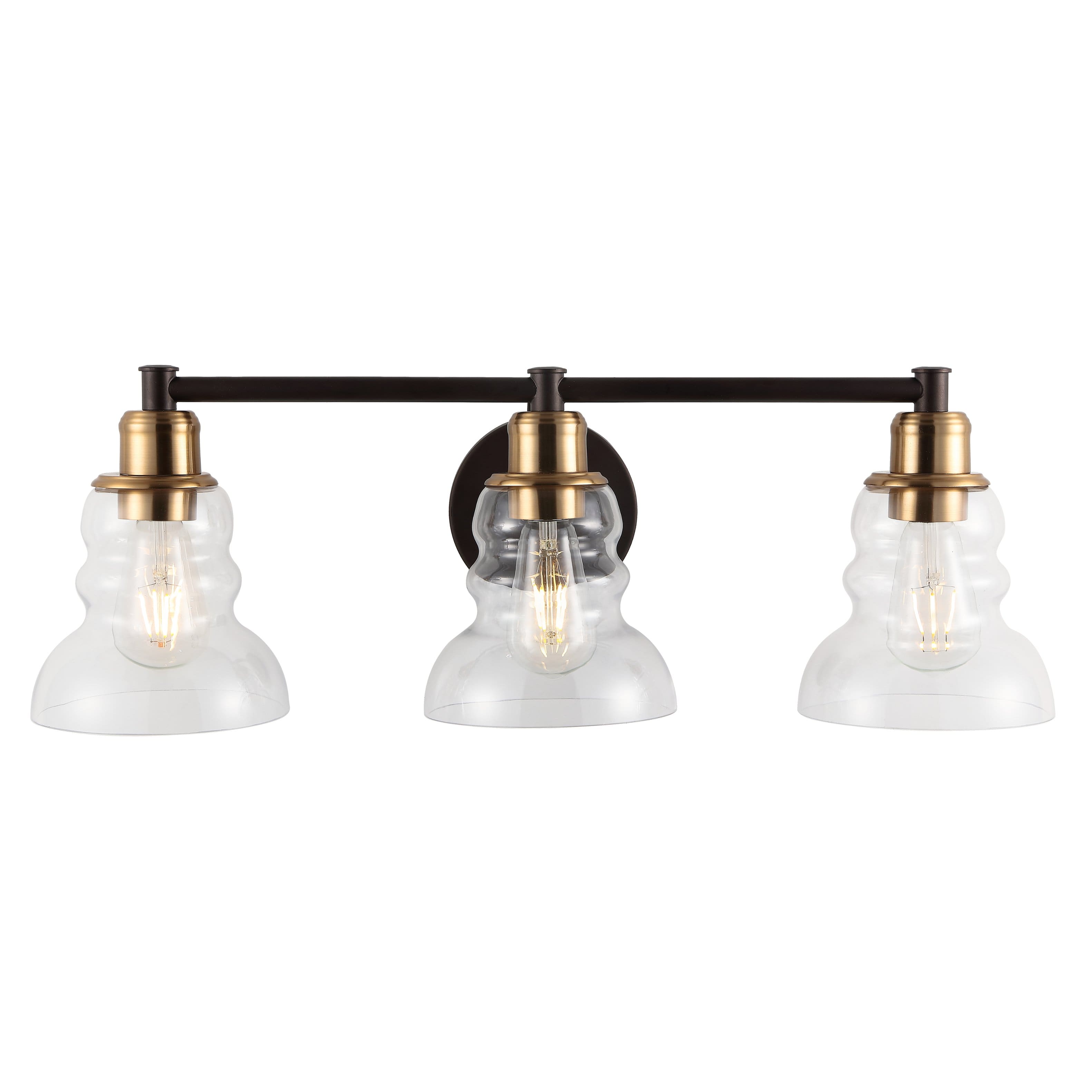 "Jonathan Y - Manhattan Vintage 25.5"" 3-Light Metal/Glass Industrial Rustic LED Vanity - Brass Gold/Oil Rubbed Bronze" price history on PriceWatchPro