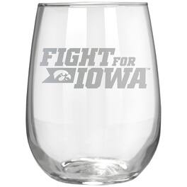 Great American Products - Iowa Hawkeyes Etched 17oz. Rally Cry Stemless Wine Glass - Multicolor