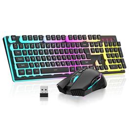 Live At Space - K10 Wireless Gaming And Mouse Combo Rgb Backlit Rechargeable ah Mechanical Feel Anti-ghosting With Pudding Keycaps + 7d - Black Pudding