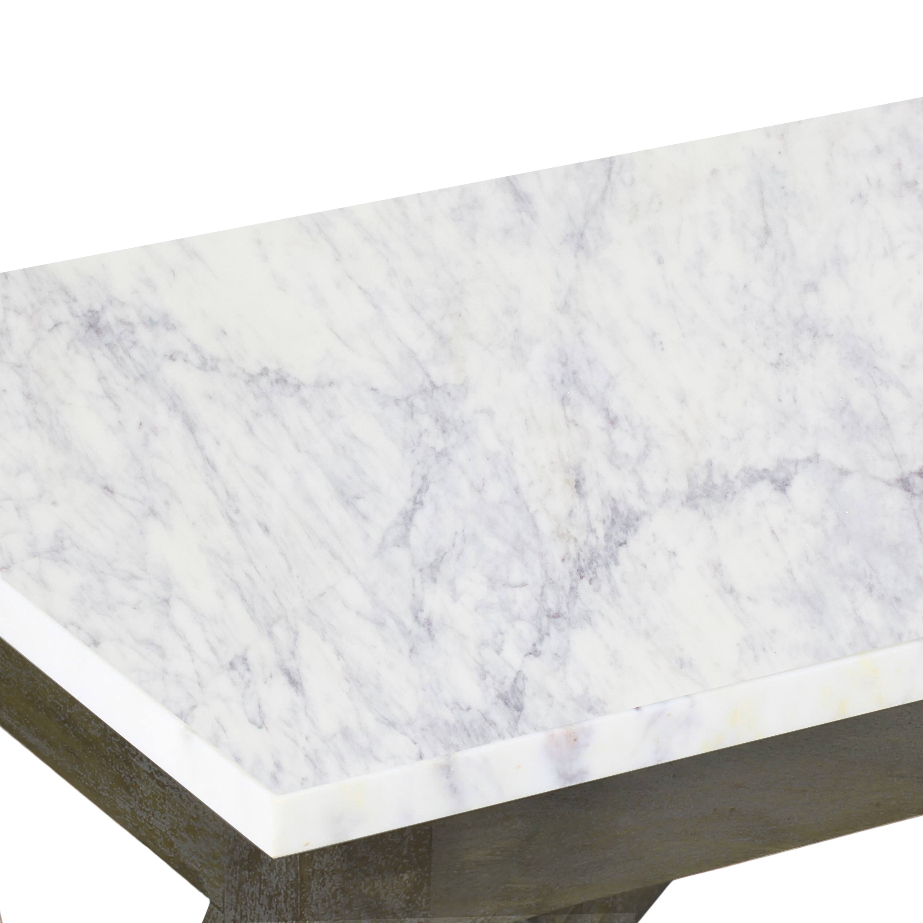 Alt View 5. Manhattan Lane - Sofa Console Table, 41 Inch White Genuine Marble Top - White, Ash Gray.