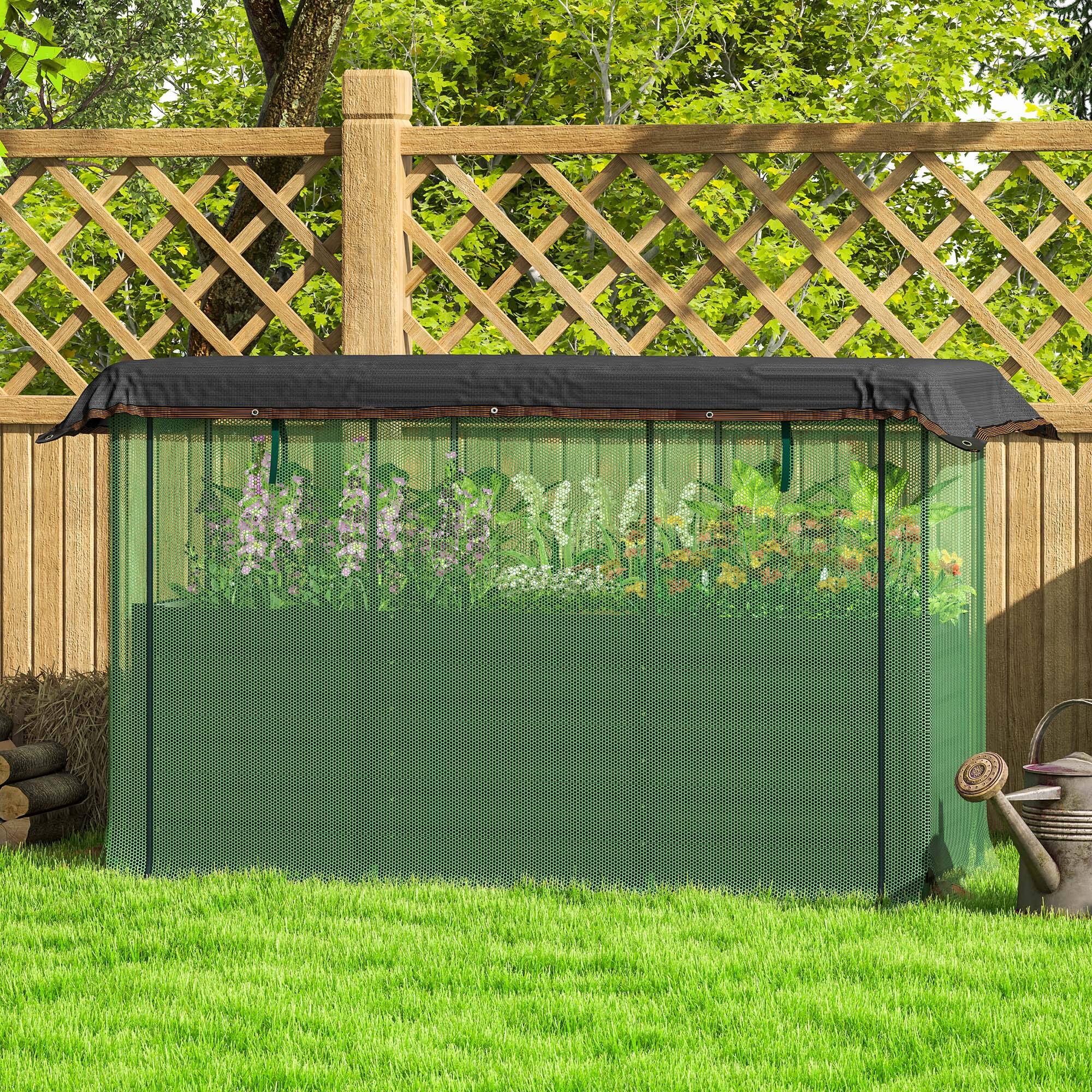 Alt View 7. Outsunny - 5.9 x 2 x 1.9 ft Galvanized Raised Garden Bed with Crop Cage Plant Protection Net and Shade Cloth Roof - Dark Gray.