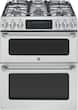 GE - Cafe 6.7 Cu. Ft. Self-Cleaning Freestanding Double Oven Gas Convection Range - Stainless Steel - Larger Front
