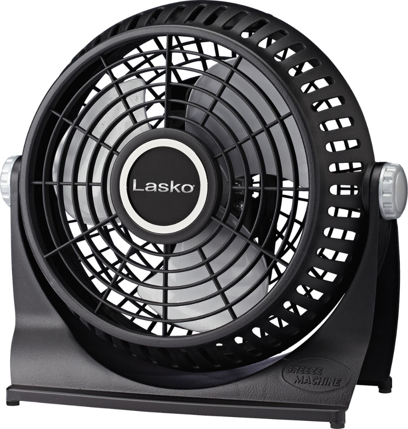 Left View: Lasko - 20 in. Dècor Colors Air Circulating Box Fan with 3 Speeds - Black