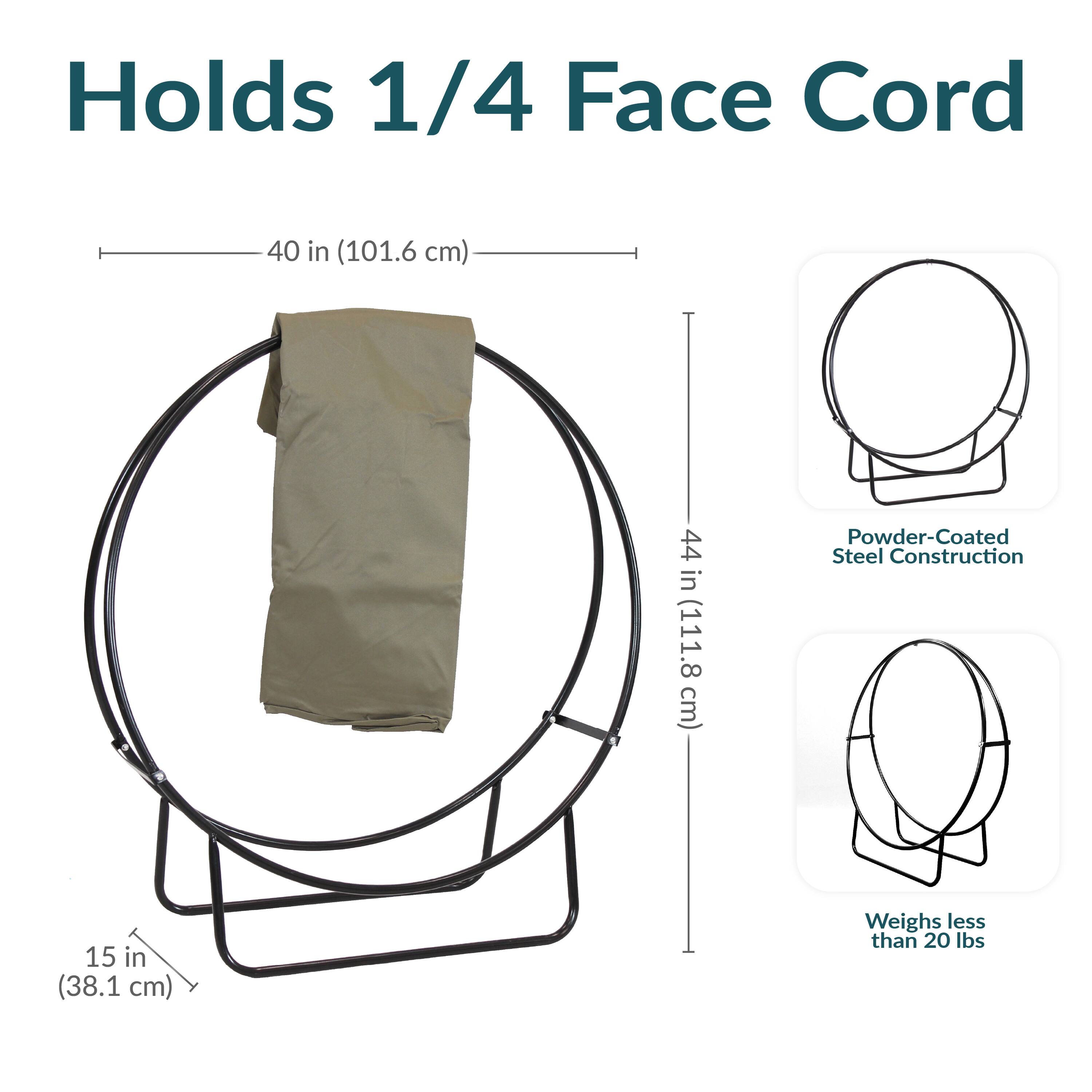 Holds 1/4 Face Cord

- 40 in (101.6 cm)
- 44 in (111.8 cm)
- 15 in (38.1 cm)

Powder-Coated Steel Construction

Weighs less than 20 lbs