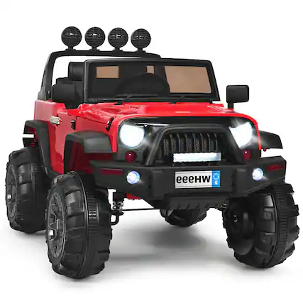 Front. Gymax - Gymax Electric Kids Ride On 12V Truck Car w/ MP3 Remote Control Red - Red.