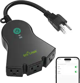 BN-LINK - Smart WiFi Heavy Duty Outdoor Outlet, 3 Grounded Sockets, Timer & Countdown, Alexa/Google, 2.4GHz, No Hub - Black