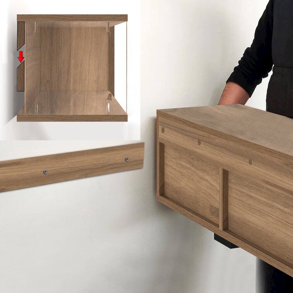 Alt View 5. Atelier Mobili - Floating TV Stand for 75 Inch TVs – Wall Mounted Entertainment Center - Brown.