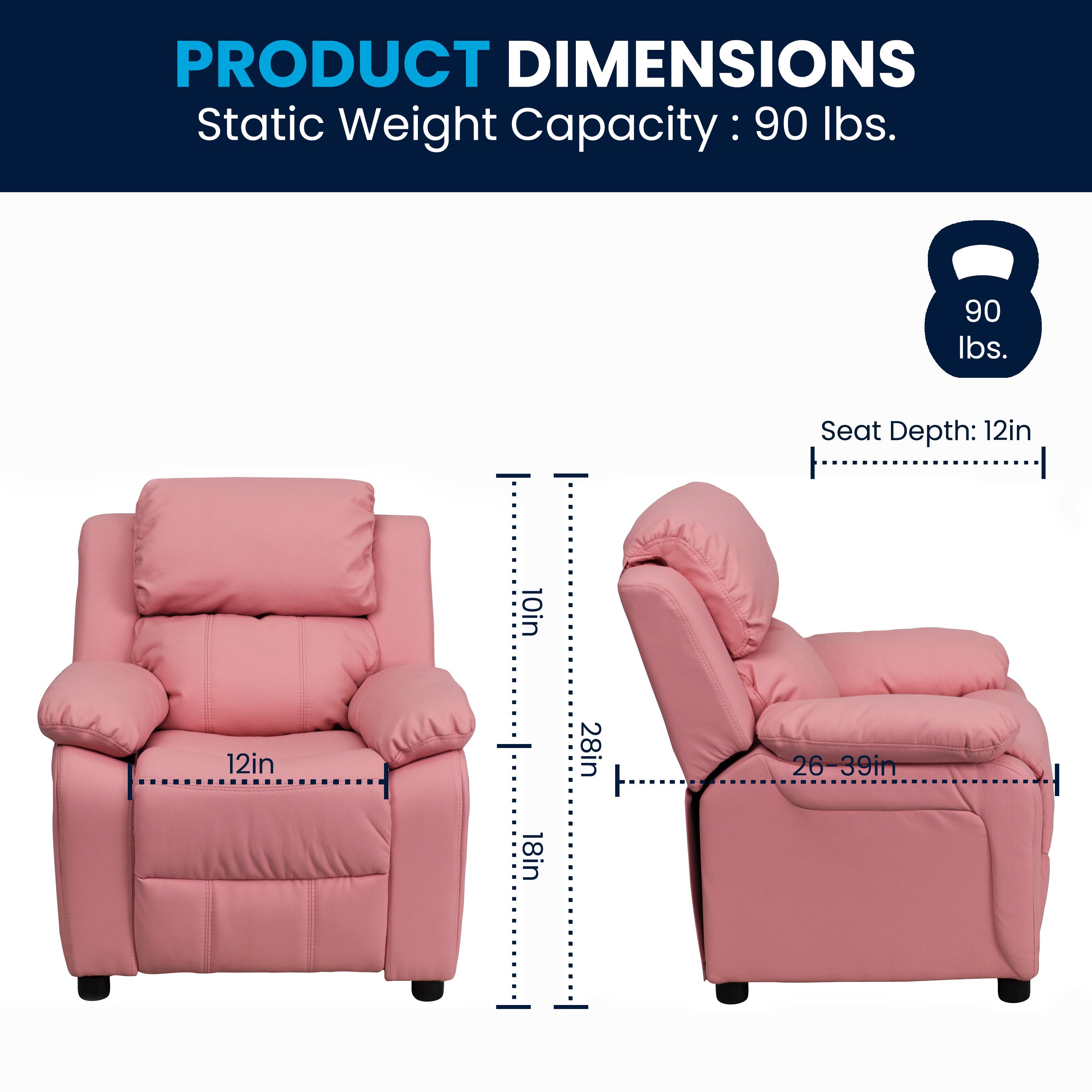 PRODUCT DIMENSIONS  
Static Weight Capacity: 90 lbs.  
Seat Depth: 12in  
Seat Width: 28in  
Seat Height: 18in  
Back Height: 26-39in