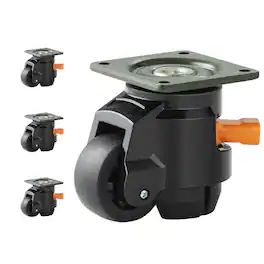 VEVOR - Leveling Casters, 4-Pack Heavy Duty 360° Swivel Caster Wheels Hold up to 1100 lbs Load, 2 inches Caster Diameter - Black;Orange