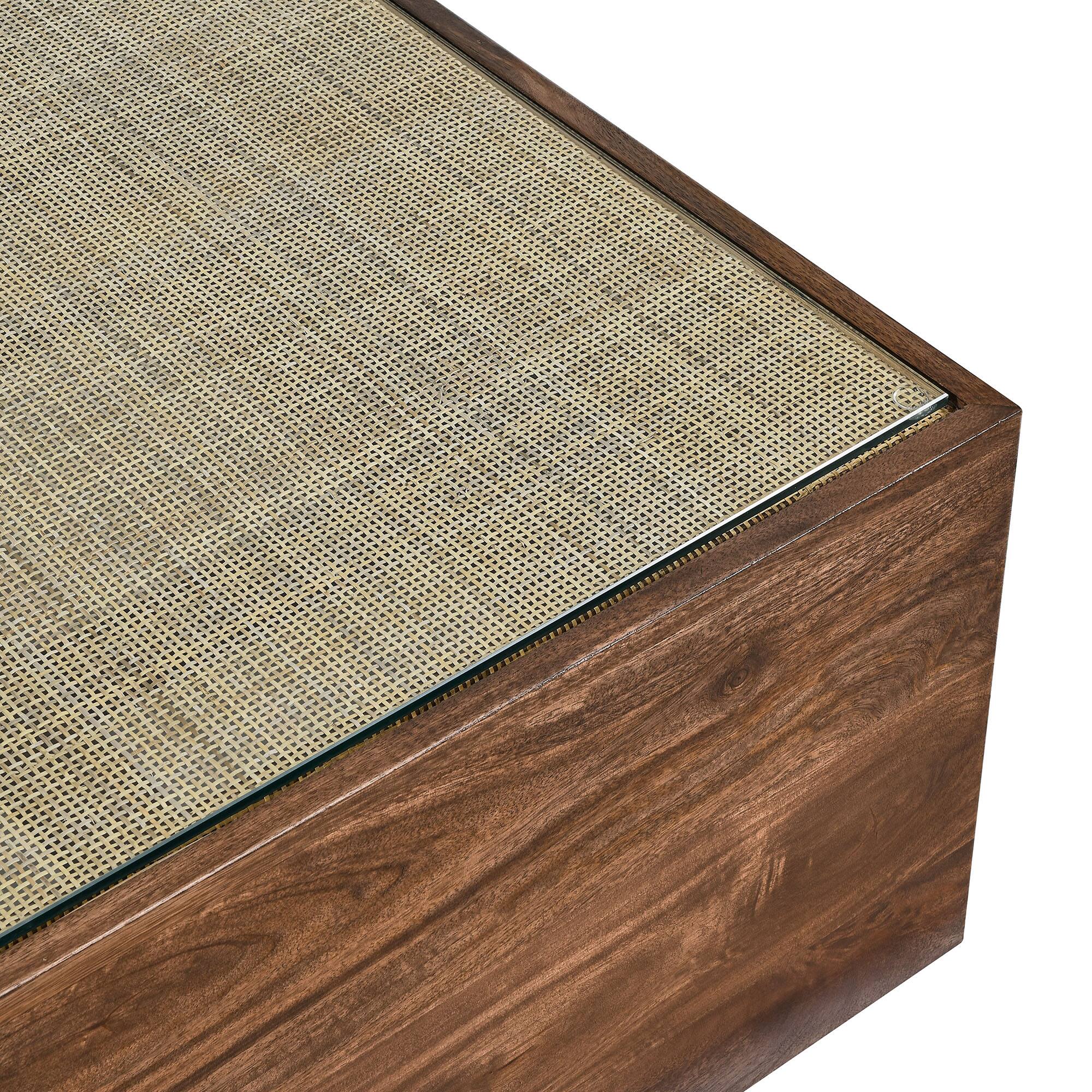Alt View 4. Modway - Truett Square Wood Rattan Coffee Table by Modway - Walnut.