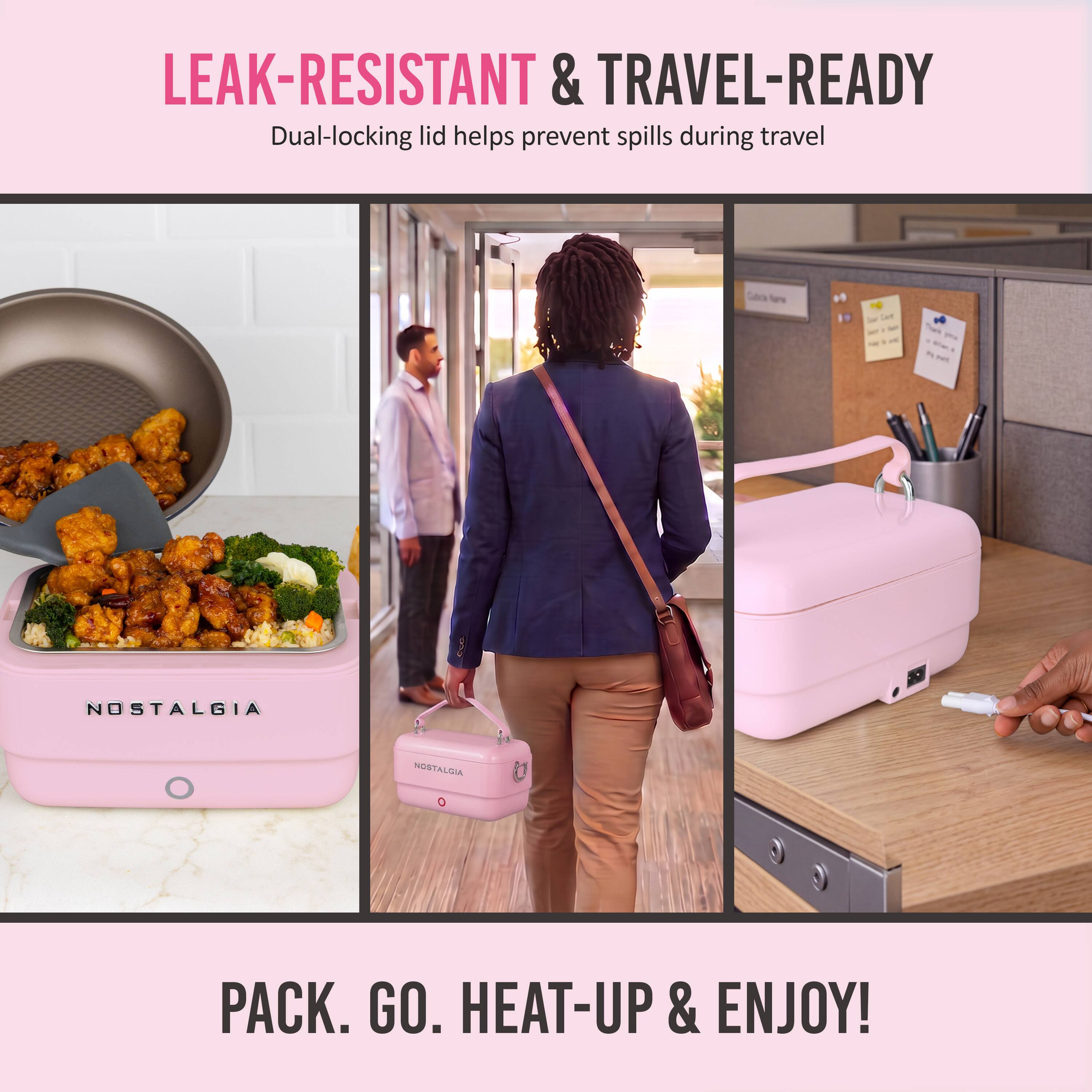 LEAK-RESISTANT & TRAVEL-READY  
Dual-locking lid helps prevent spills during travel  

NOSTALGIA  

PACK. GO. HEAT-UP & ENJOY!
