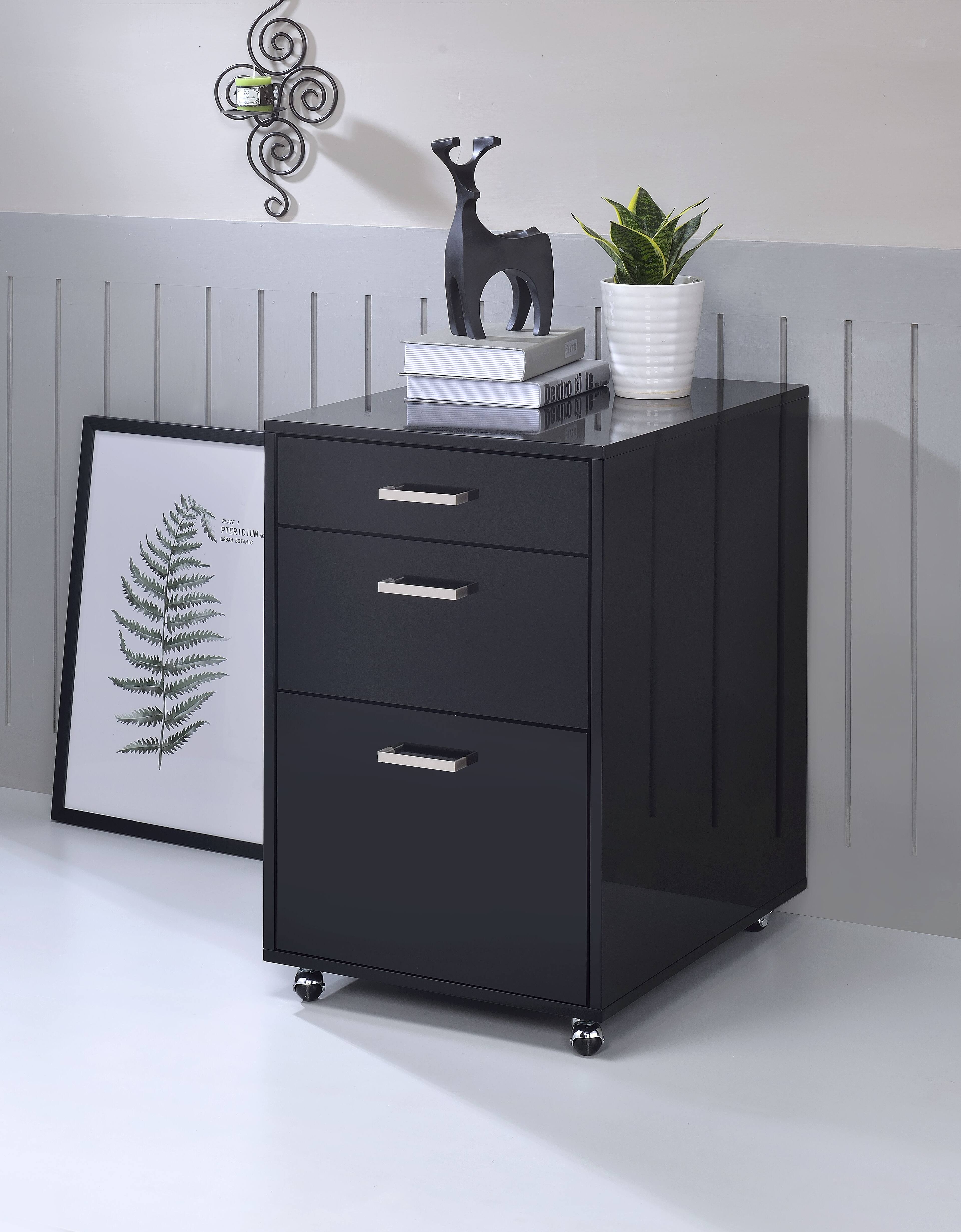 TinyHomie - Coleen Black High Gloss & Chrome Finish Cabinet