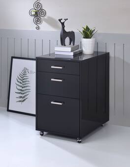 TinyHomie - Coleen Black High Gloss & Chrome Finish Cabinet