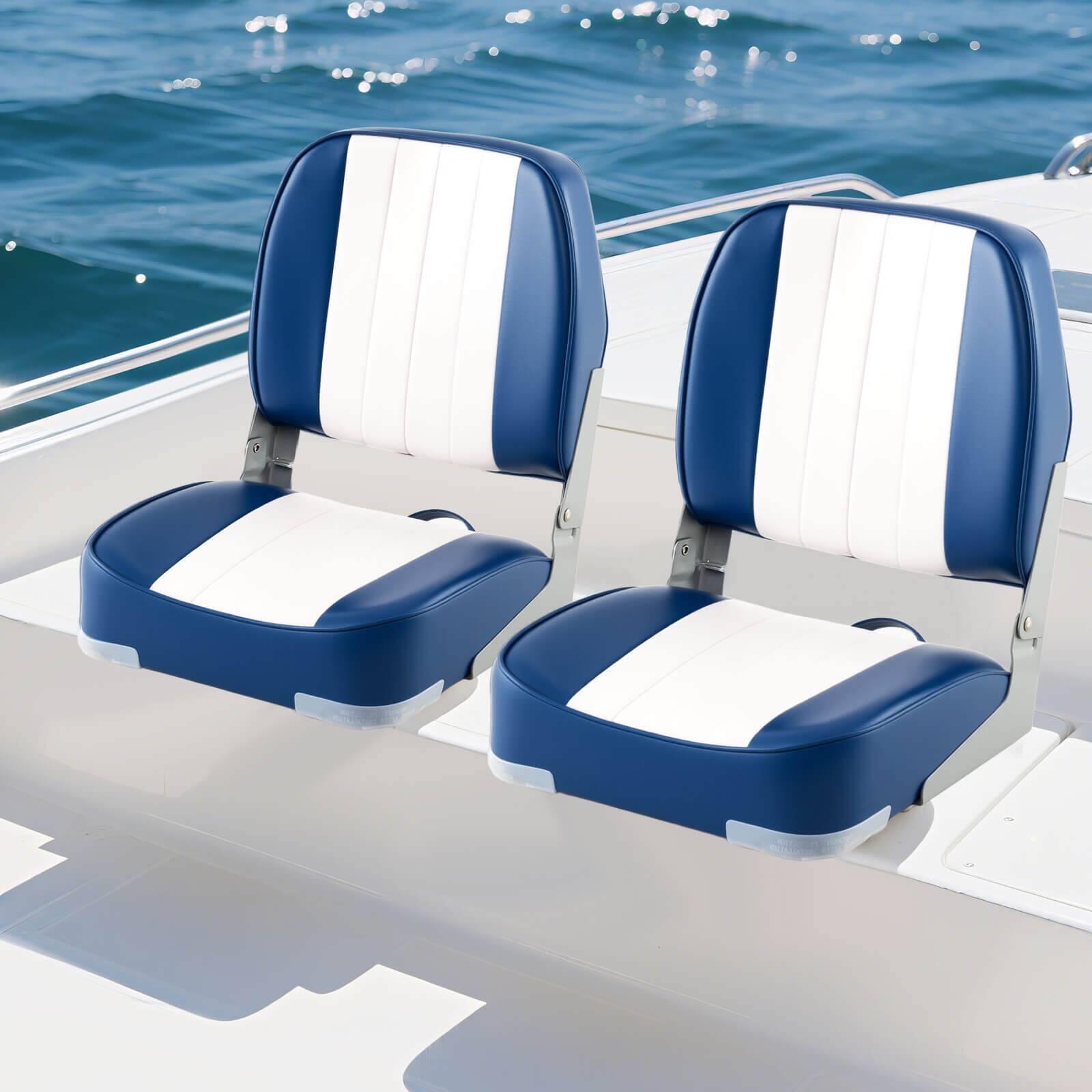 Alt View 1. Costway - Costway 2-Pack Folding Boat Seats with Thick Sponge Padding Fixing Bolts Hinges - Blue.