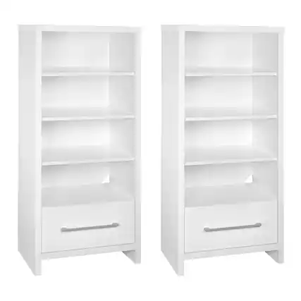 Front. ClosetMaid - ClosetMaid 165100 Decorative Storage Tower Bookcase with Drawer, White (2 Pack).
