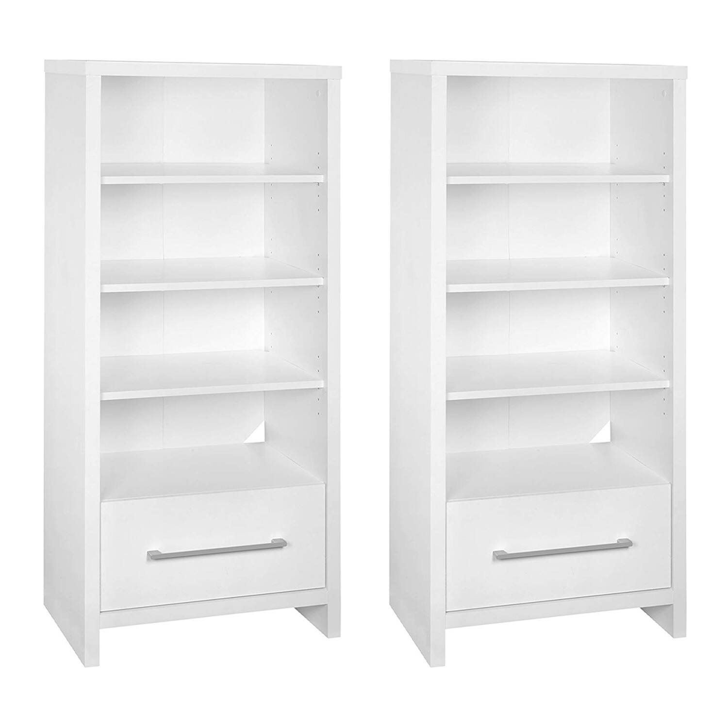 Front. ClosetMaid - ClosetMaid 165100 Decorative Storage Tower Bookcase with Drawer, White (2 Pack).