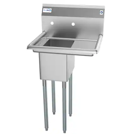 Front. Koolmore - 23 in. One Compartment Stainless Steel Sink with Drainboard, Bowl Size 10"x 14"x 10" SA101410-10R3. - Stainless Steel.