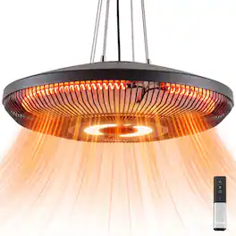 Outsunny - Hanging Patio Heater with LED Light - Black