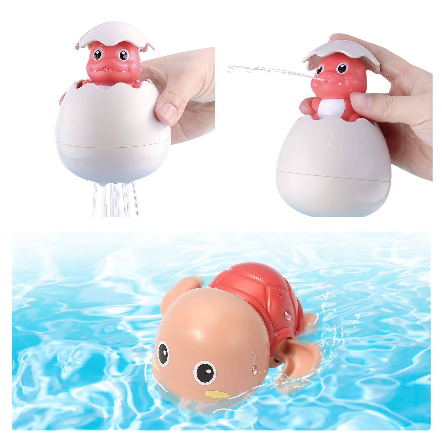 Alt View 2. CUTE STONE - 33 PCS Bath Toys for Toddlers, Bathtub Toy Set with Shower, Marble Run, Fishing Game, Floating Dinosaur & Duck Water Toy.