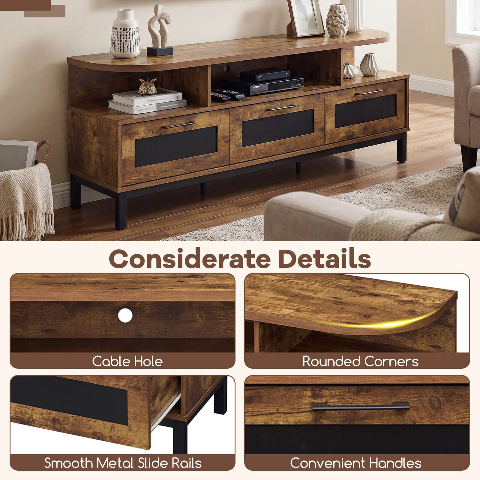 Considerate Details  
- Cable Hole  
- Rounded Corners  
- Smooth Metal Slide Rails  
- Convenient Handles