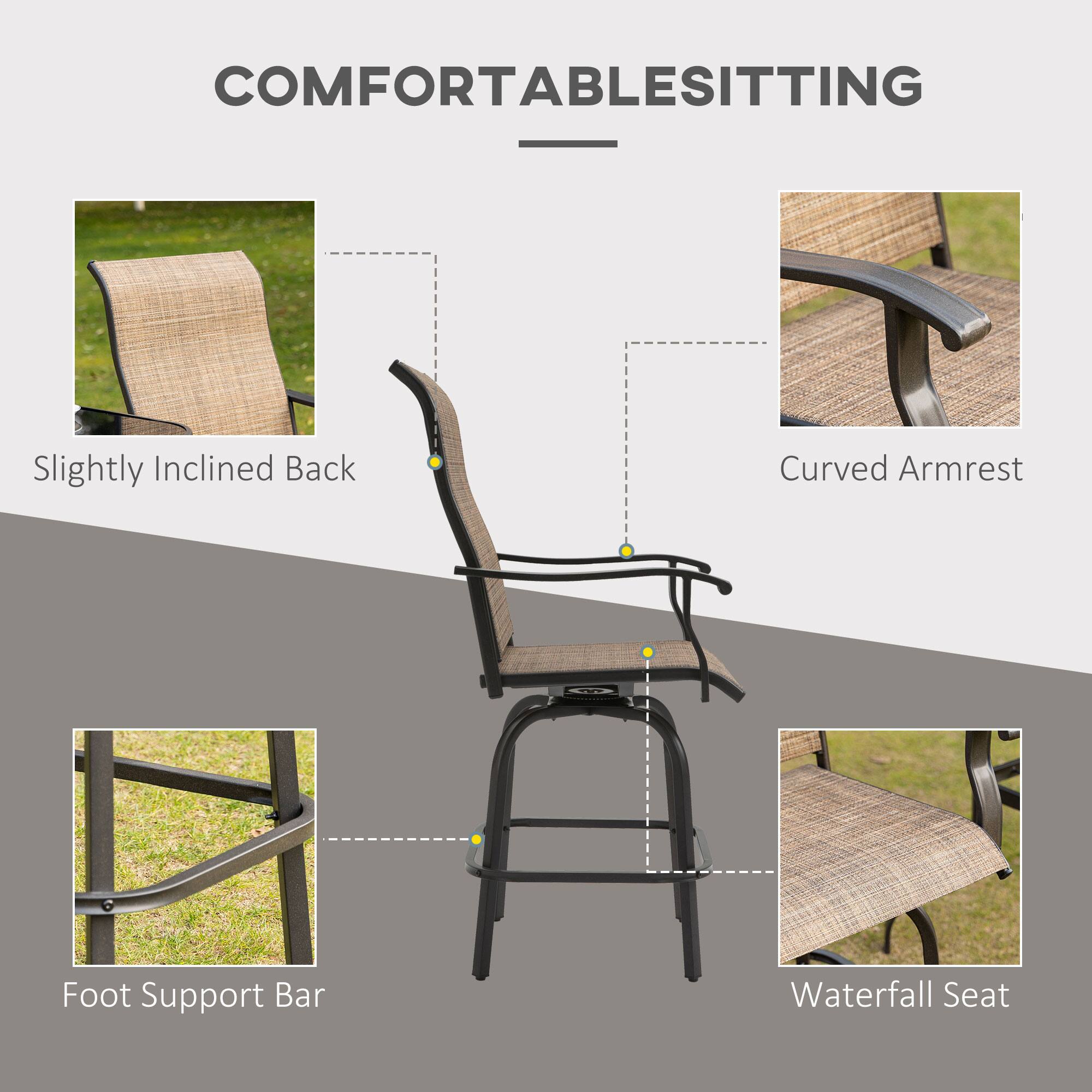 COMFORTABLESITTING - Slightly Inclined Back, Curved Armrest, Foot Support Bar, Waterfall Seat