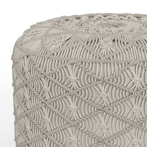 Alt View 13. Simpli Home - Coates Round Macrame Pouf - Cloud Grey.