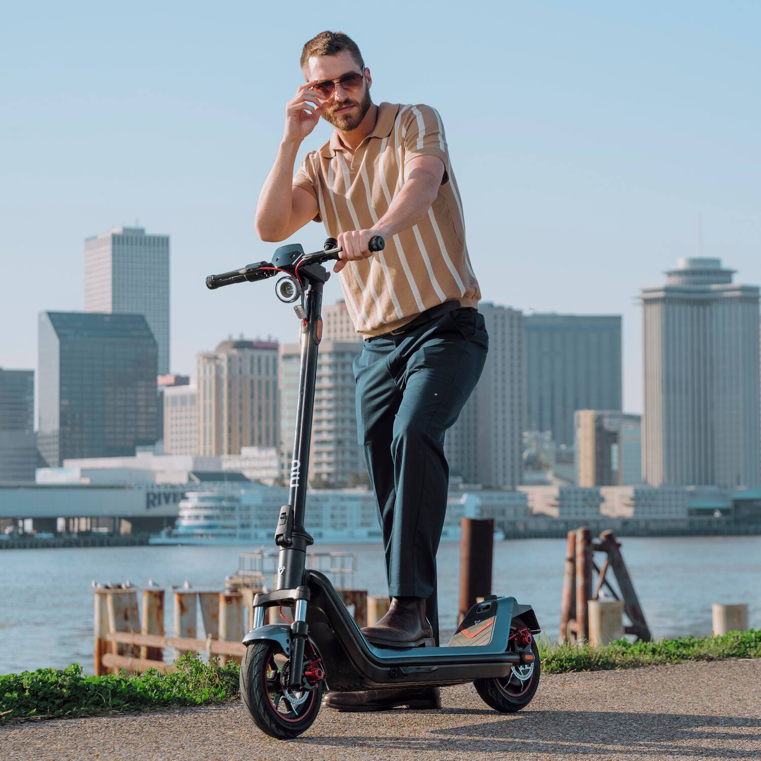 Alt View 12. NIU - KQi 300X Foldable Electric Kick Scooter w/ 50 mi Max Range & 24 mph Max Speed - Space Grey.