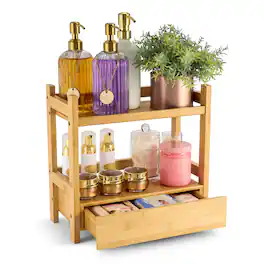 Sorbus - 2-Tier Bamboo Kitchen Countertop Organizer - ideal for storage and display, Matcha, Coffee Station, Bathroom - Natural