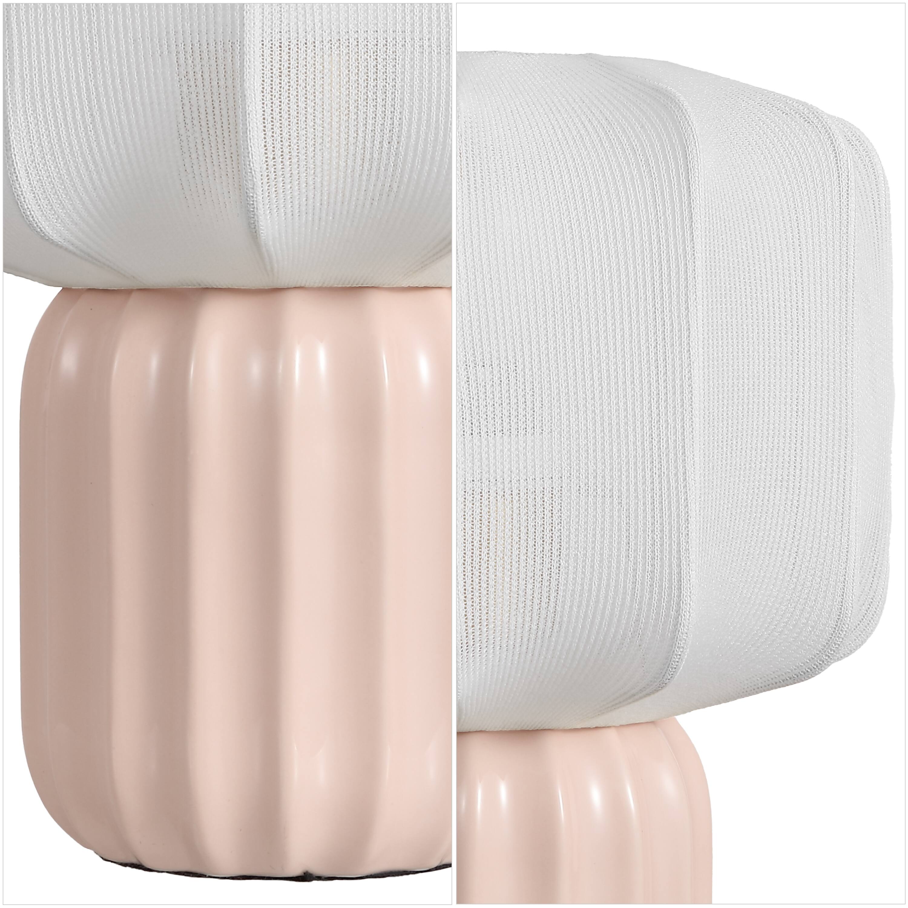 Alt View 4. Jonathan Y - Leola 10 in. Modern Contemporary Ceramic Fluted Mini with Ribbed Cocoon Pumpkin Shade LED Table Lamp, Light Pink/White - Light Pink.