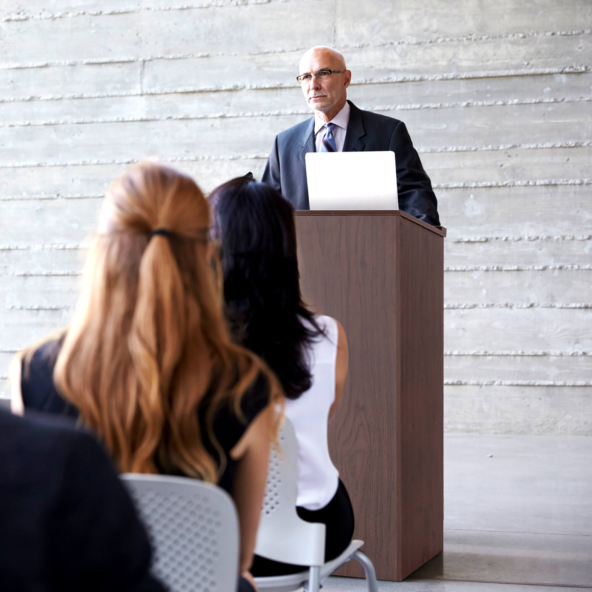 Alt View 3. Gymax - Gymax 46'' Podium Stand Hostess Stand w/ Tilted Desktop & Edge Stopper Pulpits - Brown.