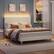 Alt View 1. Bestier - Queen Size Upholstered Bed Frame with LED Lights, Adjustable Headboard - Off White.
