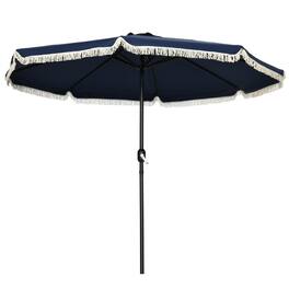 Spaco - 9Ft Patio Table Umbrella, Ruffled Tilt Crank Shade for Garden, Pool - Dark Blue