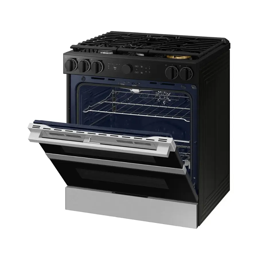 Alt View 22. Samsung - Bespoke 6.0 Cu. Ft. Slide-In Gas Convection Range with Flex Duo Convertible Double Oven Technology - Stainless Steel.