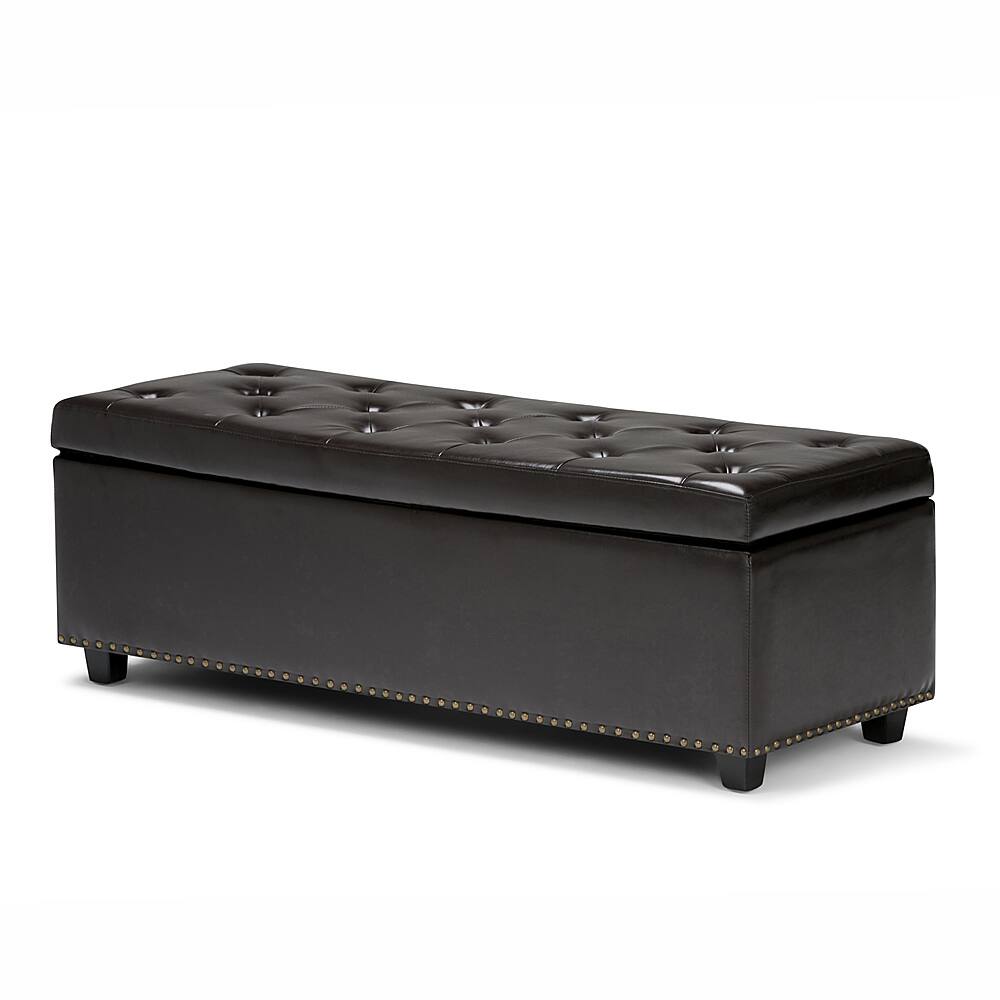 Angle. Simpli Home - Hamilton Storage Ottoman - Coffee Brown.