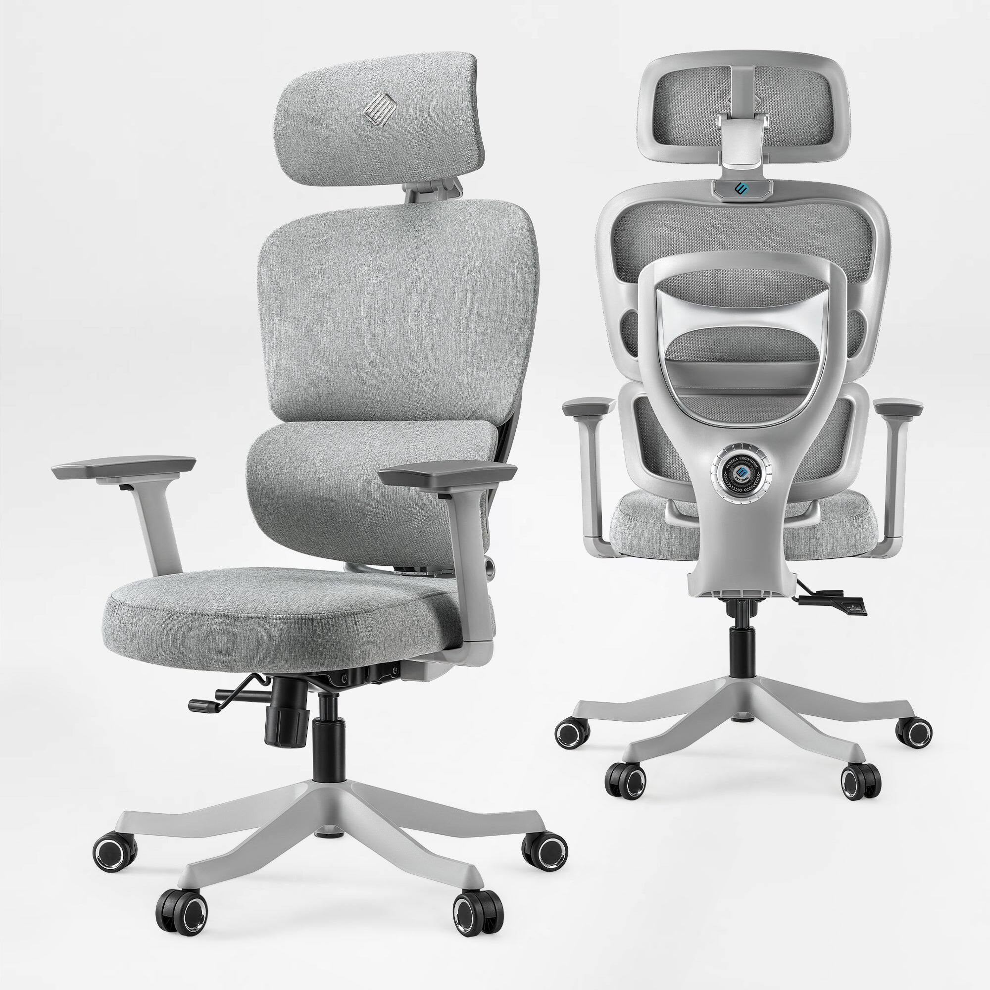 Alt View 1. Eureka Ergonomic - Ergonomic Gaming Chair with Adjustable Lumbar Support & 4D Headrest 3D Arms - Silver Gray.