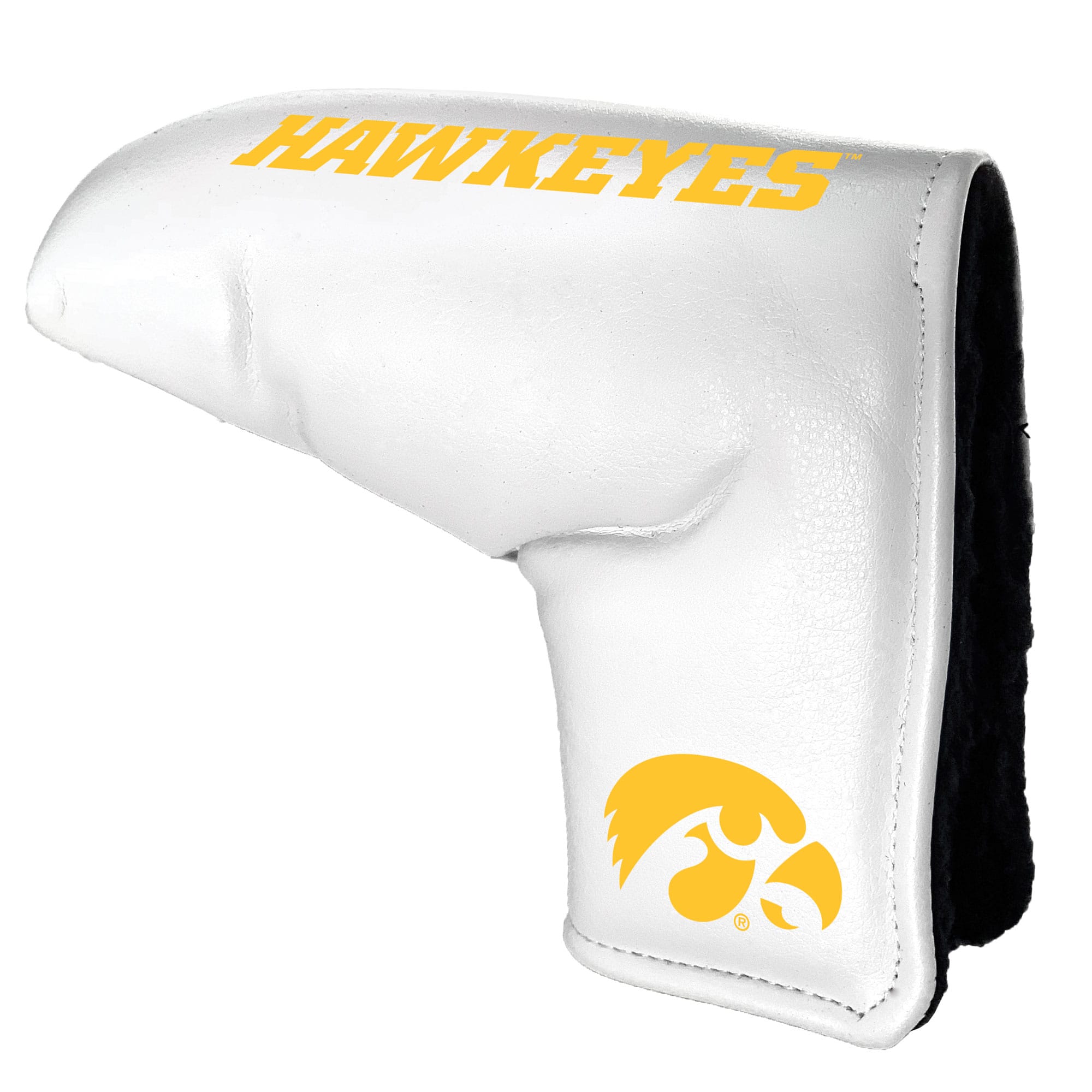 Front. Team Golf - Iowa Hawkeyes Tour Blade Putter Cover - White.