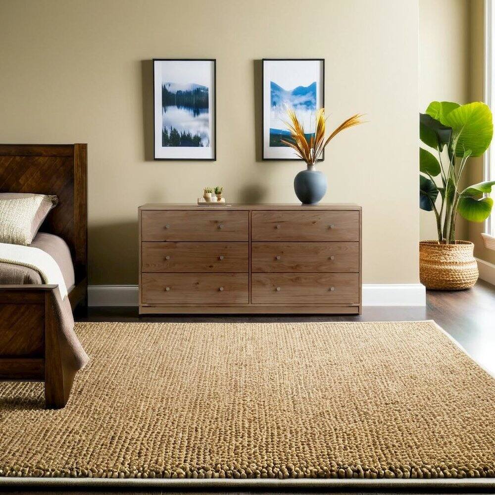 Back. FurniFact - Elegant 6-Drawer Double Dresser in Jackson Hickory for Modern Bedrooms - Jackson Hickory.