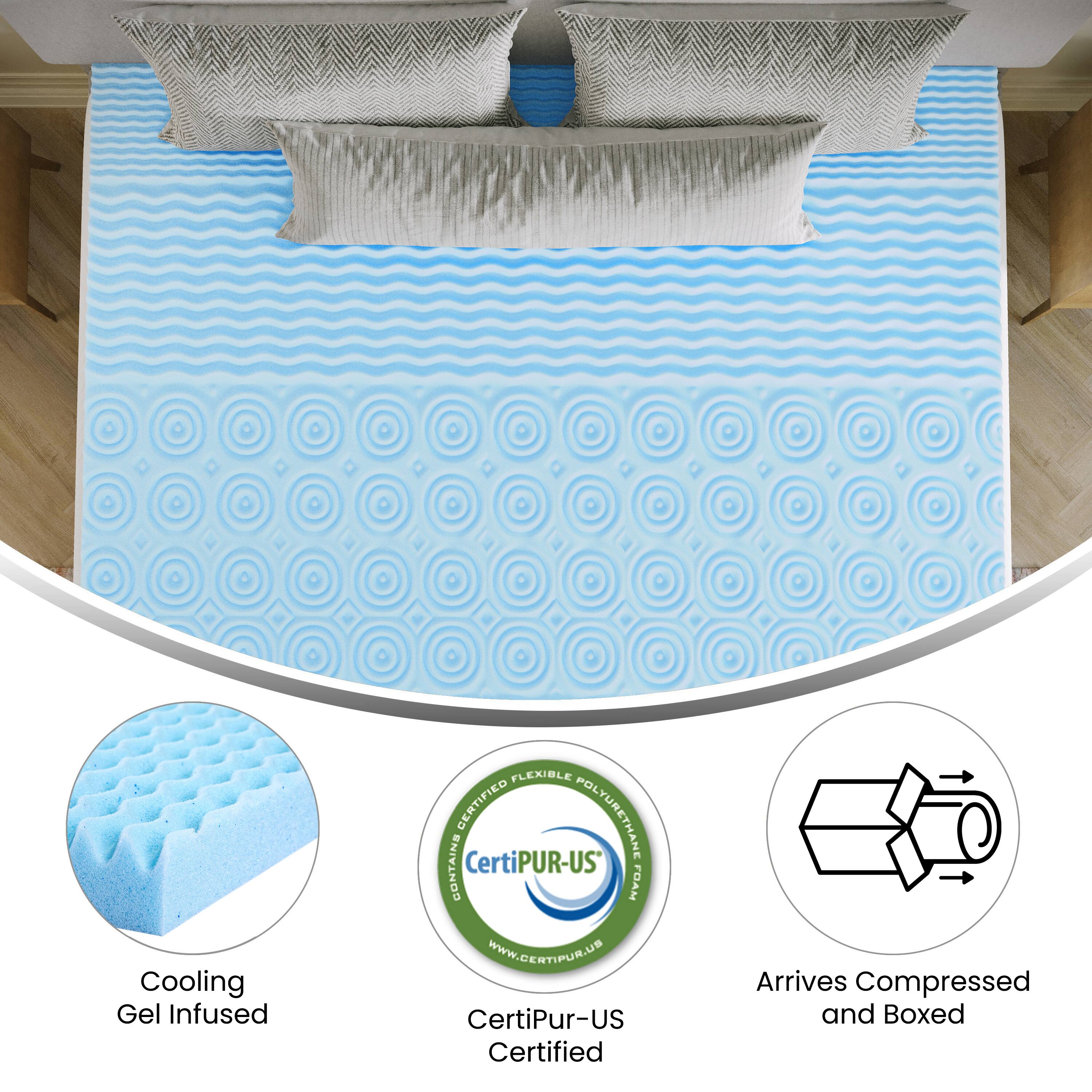 Cooling Gel Infused FLEXIBLE CERTIFIED POLYURETHANE CONTAINS CertiPUR-US FOAM  
WWW.CERTPUR.US  
CertiPur-US Certified  
Arrives Compressed and Boxed