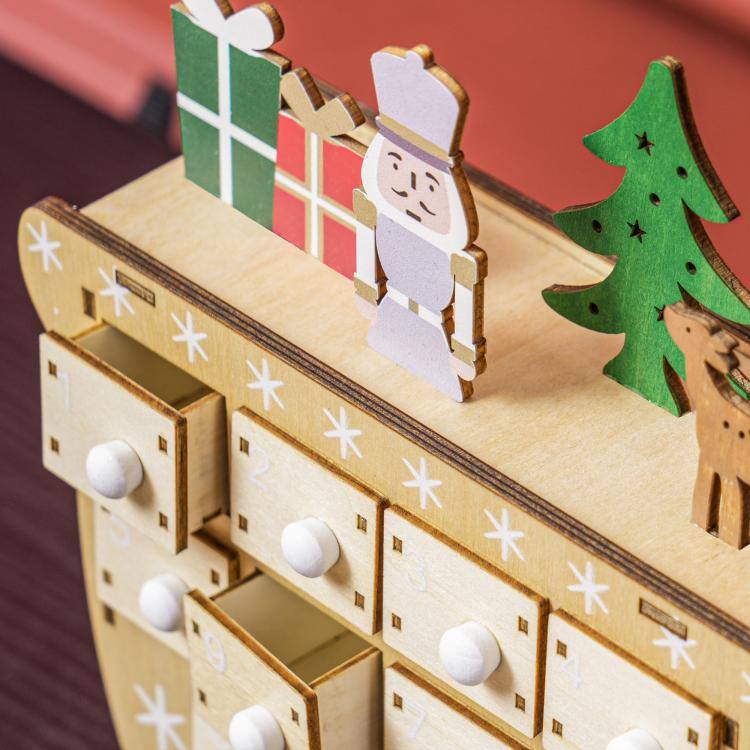 Alt View 9. PULUZ - Wooden Christmas Advent Calendar with 24 Countdown Drawers, Reusable Holiday Decor Xmas Gift for Kids Adults - Natural Wood.