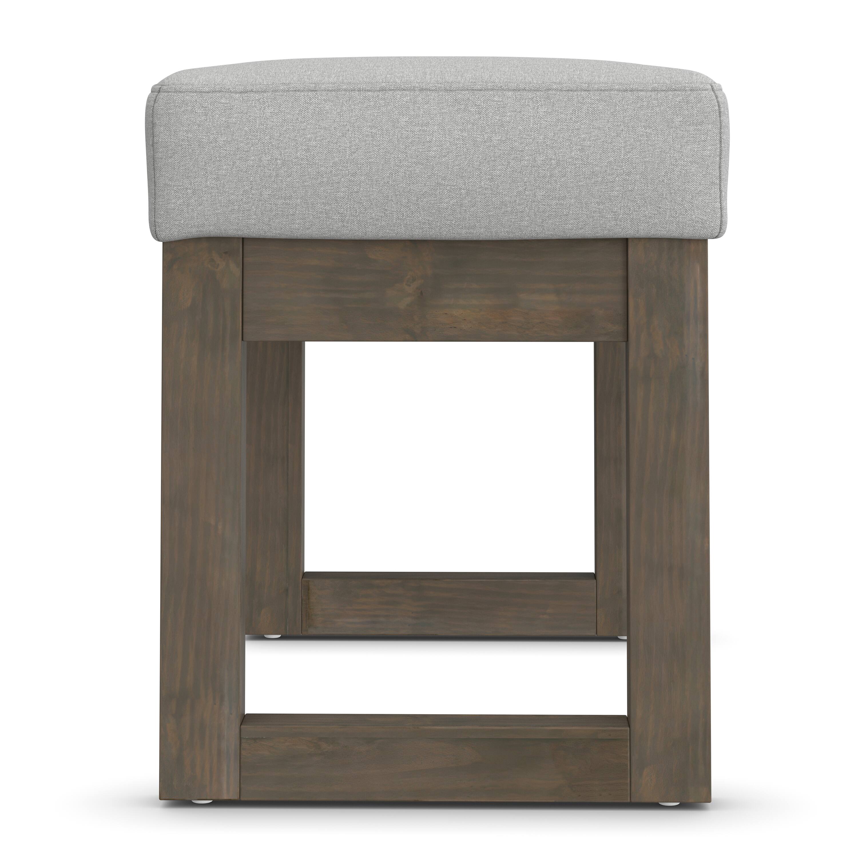 Alt View 1. Simpli Home - Milltown Footstool Small Ottoman Bench - Light Stone Grey.