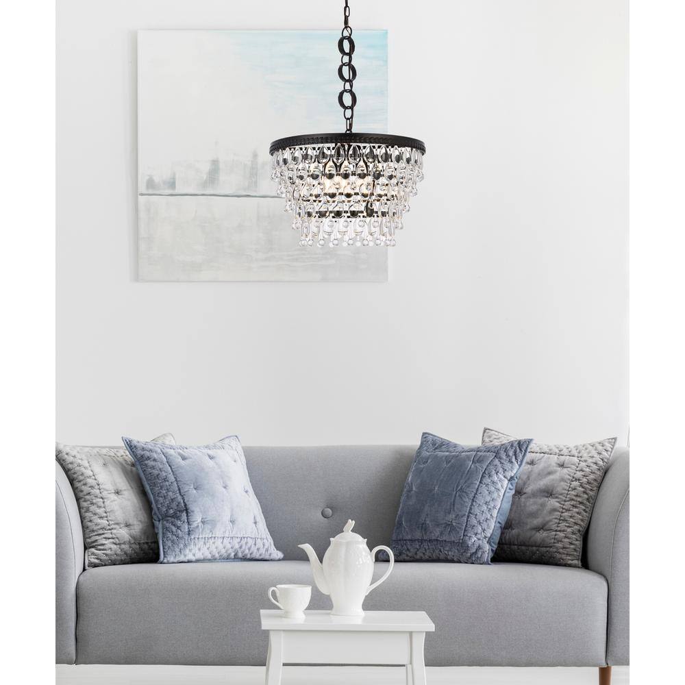 Left. Elegant Lighting - Nordic 5 lights black pendant - Black And Clear.