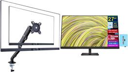 HP - P27h G5 27" FHD IPS Monitor, Anti-Glare, HDMI, VESA Mount, (64W41AA#ABA) w/DKZ Hub & Ergoflexy Single Mount Arm - Black