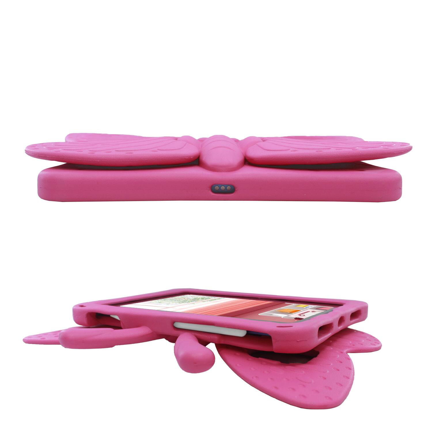 Alt View 1. Dteck - For Apple iPad (A16) 11" 2025 /10th Gen 2022 Kid Case Butterfly Kickstand Light EVA Full Body Drop Protective Cover - Rose.