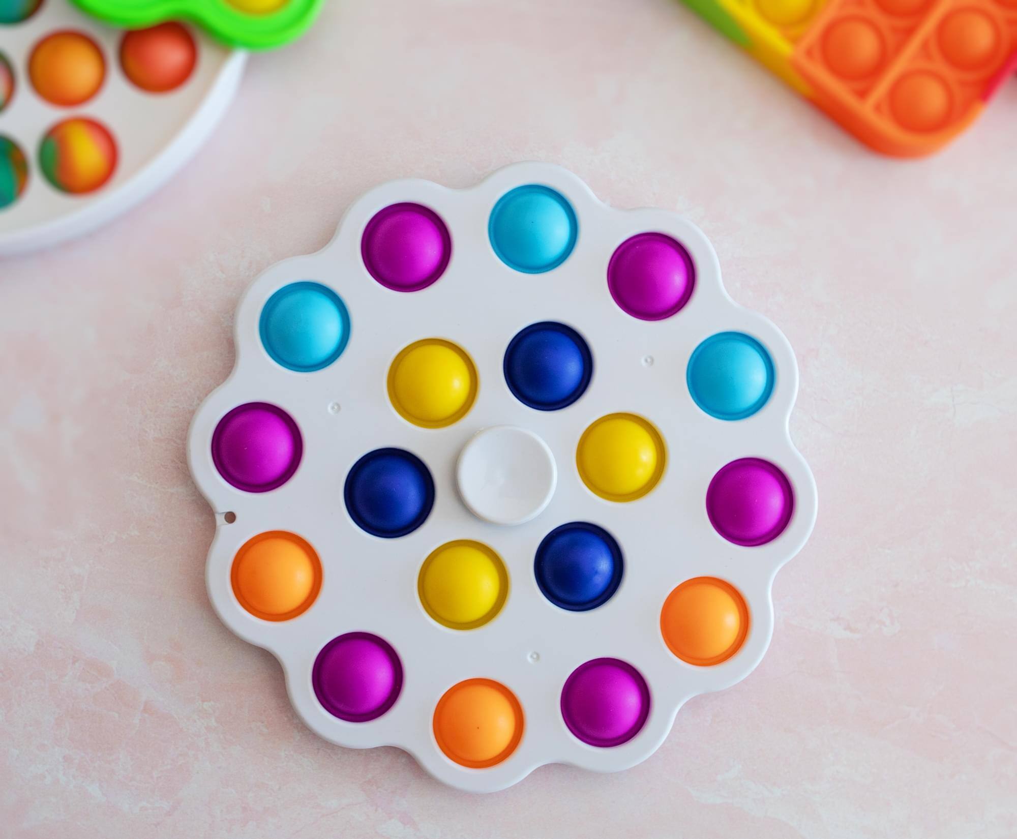 Alt View 1. Toynk - Pop Fidget Toy Spinner White 18-Button Bubble Popping Game - White.