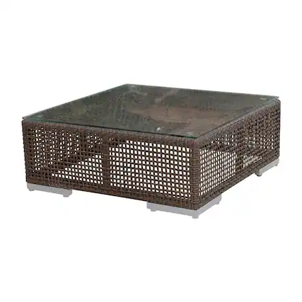 Front. Panama Jack Outdoor - Soho Coffee Table with Glass - Brown.
