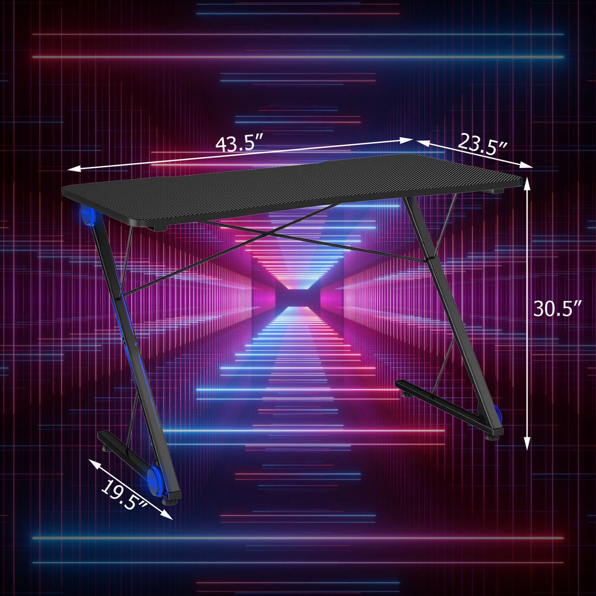 The text on the image reads "43.5" 23.5" 30.5" 19.5". This indicates the dimensions of the table, which are 43.5 inches in length, 23.5 inches in width, 30.5 inches in height, and 19.5 inches in depth.