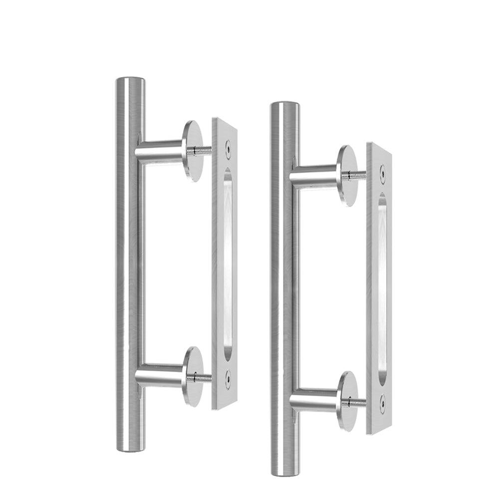 Alt View 4. Boyel Living - 12 in. Stainless Steel Ladder Pull and Flush Sliding Barn Door Handle Set (2-Pack) - Stainless Steel.