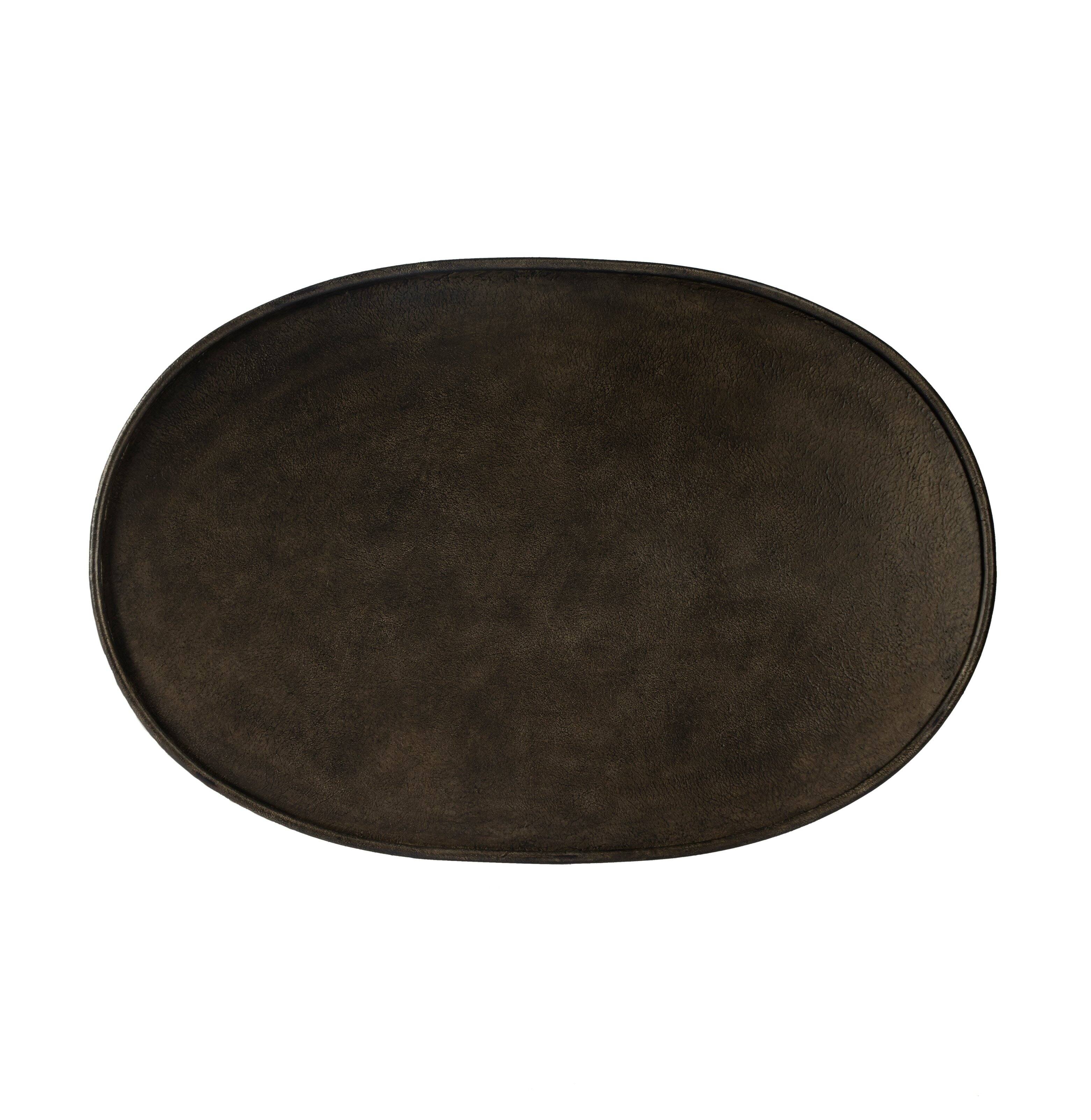 Alt View 4. Butler Specialty - Kira 38 in. W Oval Metal Industrial Coffee Table with Tray Top Edging - Silver.