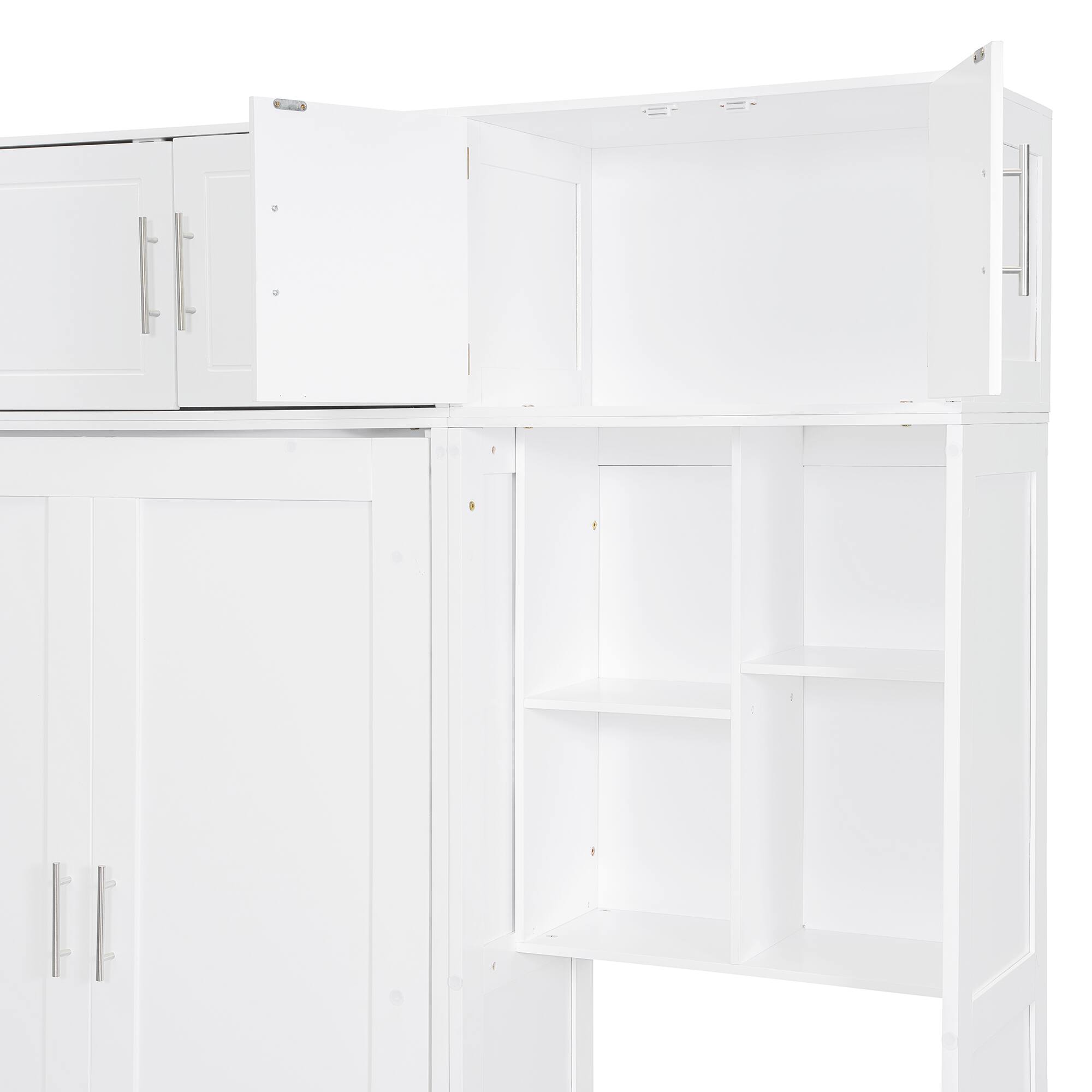 Alt View 6. Tiramisubest - Full Size White Wall Murphy Bed with Desk, Cabinet and Shelves, Space Saving, 87x81x95 inches, 330 lbs - White.