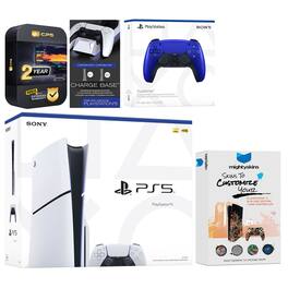 Playstation 5 Slim Disc with Extra Controller, Charging Dock and MightySkins Decal Voucher + 2 Year - PlayStation 5